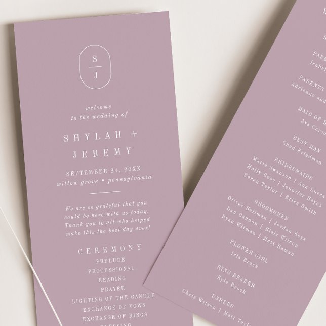 SHYLAH Mauve Lilac Simple Modern Purple Wedding Programme (SHYLAH Mauve Lilac Simple Modern Purple Wedding Program)