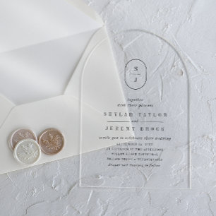 SHYLAH Monogram Simple Boho Modern Unique Wedding Acrylic Invitations