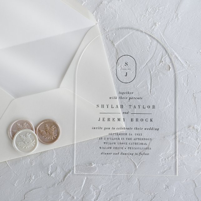 SHYLAH Monogram Simple Boho Modern Unique Wedding Acrylic Invitations (SHYLAH Monogram Simple Boho Modern Unique Wedding Acrylic Invitations)