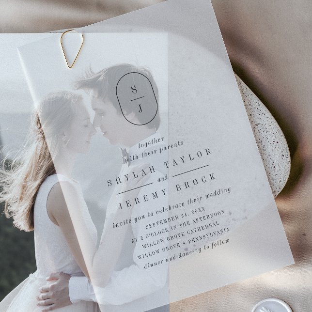 SHYLAH Monogram Simple Boho Modern Unique Wedding Vellum Invitations (SHYLAH Monogram Simple Boho Modern Unique Wedding Vellum Invitations)