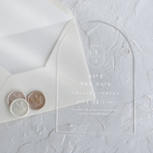 SHYLAH Monogram White Arch Wedding Save The Date Acrylic Invitations