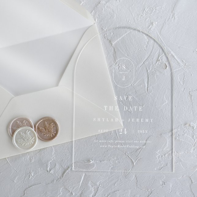 SHYLAH Monogram White Arch Wedding Save The Date Acrylic Invitations (SHYLAH Monogram White Arch Wedding Save The Date Acrylic Invitations)
