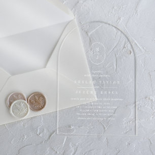 SHYLAH Monogram White Boho Modern Unique Wedding Acrylic Invitations