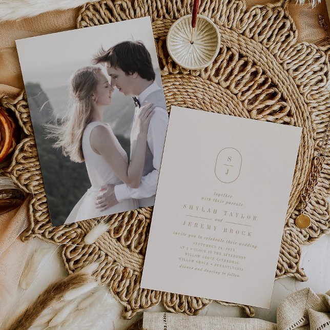 SHYLAH Neutral Gold Cream Elegant Photo Wedding Invitation (SHYLAH Neutral Gold Cream Elegant Photo Wedding Invitation)