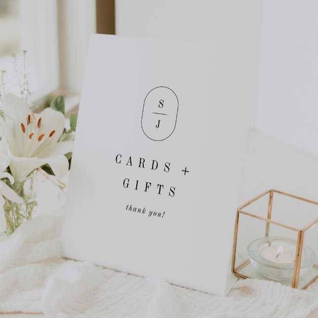 SHYLAH Simple Black White Wedding Cards and Gifts Pedestal Sign (SHYLAH Simple Black White Wedding Cards and Gifts Pedestal Sign)