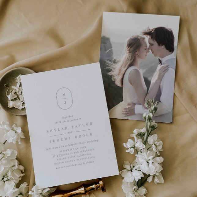 SHYLAH Simple Dusty Rose Purple Photo Wedding Invitation (SHYLAH Simple Dusty Rose Purple Photo Wedding Invitation)