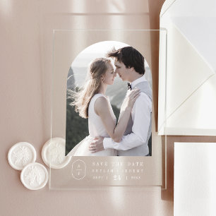 SHYLAH White Boho Monogram Wedding Save The Date Acrylic Invitations