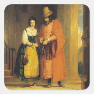 Shylock and Jessica from 'The Merchant of Venice', Square Sticker