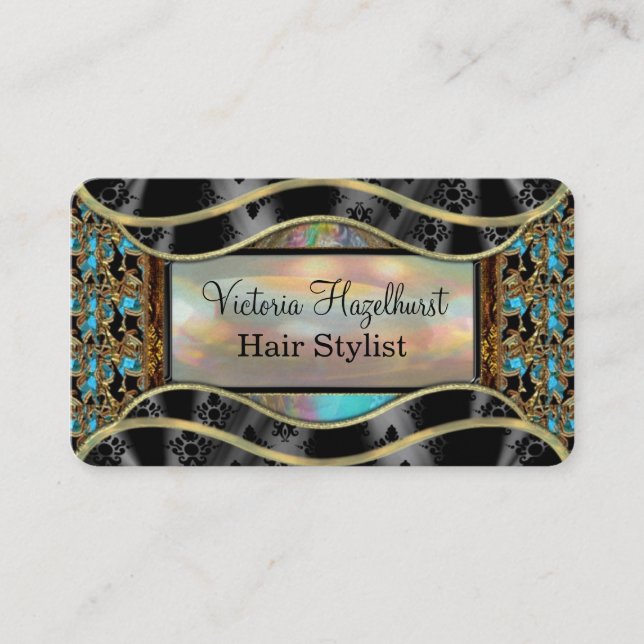 Shyvee Damask Elegant Professional 2" Pearl Business Card (Front)