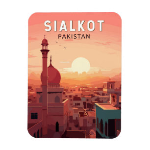 Sialkot Pakistan Travel Art Vintage Magnet