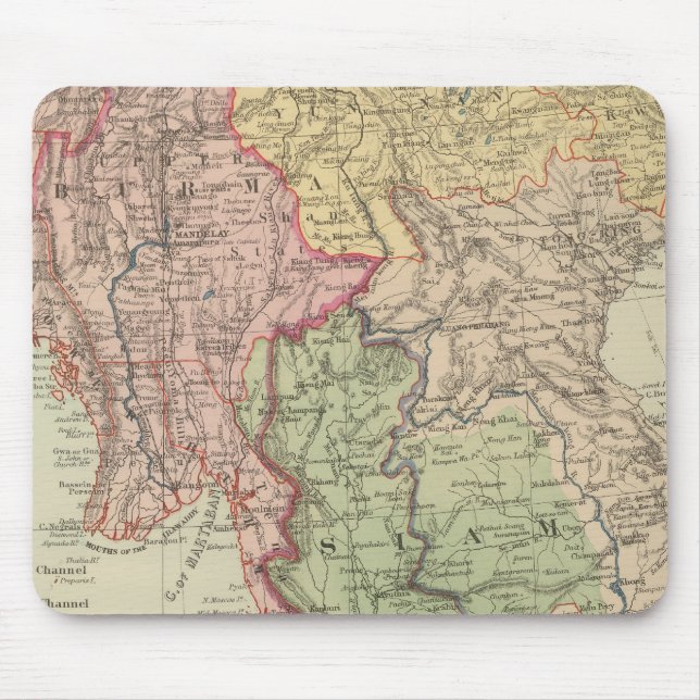 Siam, Burma and Anam Mouse Mat (Front)
