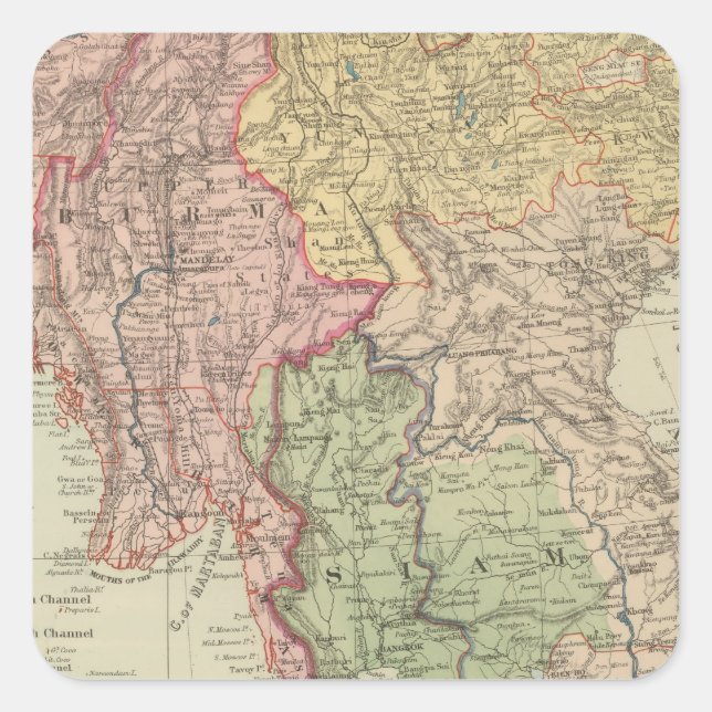 Siam, Burma and Anam Square Sticker (Front)