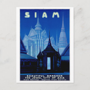 Siam Thailand Vintage Travel Poster Restored Postcard