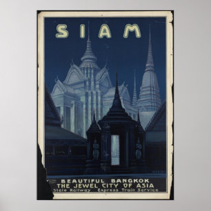 Siam Vintage Travel Poster Ad Retro Prints