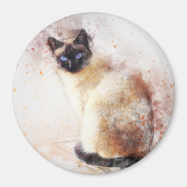 Siamese | Abstract | Watercolor Magnet (Front)