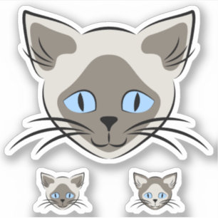 Siamese Blue Eyed Cat Face Graphic Art