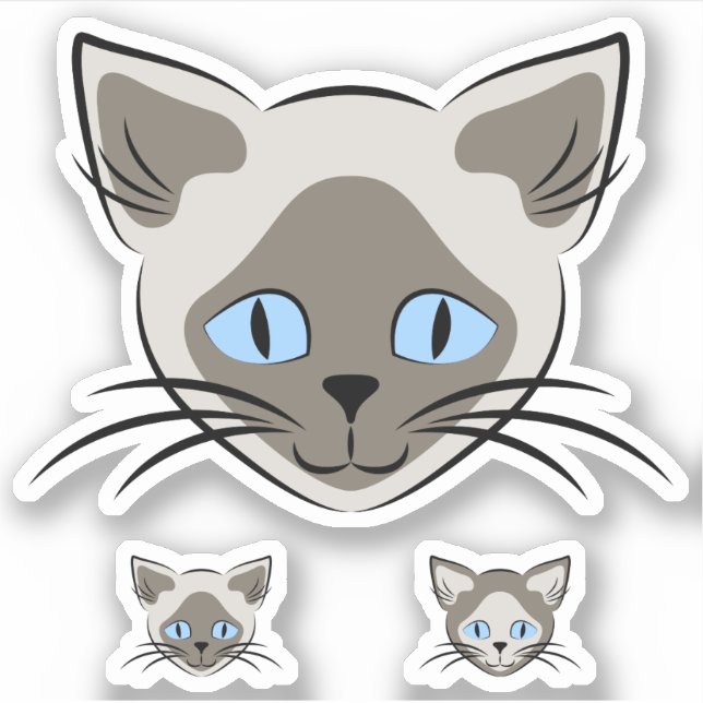 Siamese Blue Eyed Cat Face Graphic Art (Front)