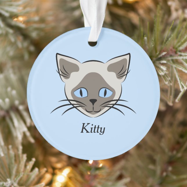 Siamese Blue Eyed Cat Faces Graphic Art Ornament (Tree)