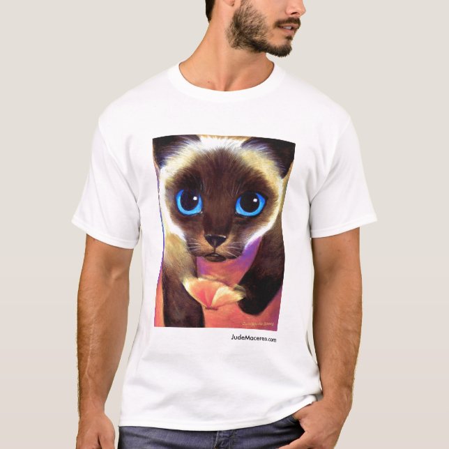 Siamese Cat 104 FOLLOW ME JudeMaceren.com T-Shirt (Front)