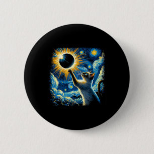 Siamese Cat 2024 Van Gogh Starry Night Siamese Cat 6 Cm Round Badge
