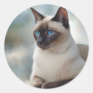 Siamese Cat 749 Digital art Classic Round Sticker