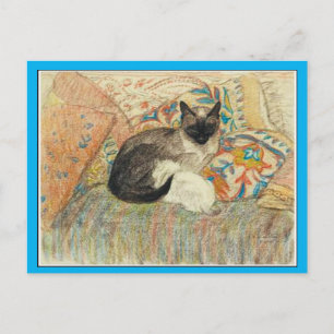Siamese Cat and Kitten, Art by Steinlen,Fine Art Postcard