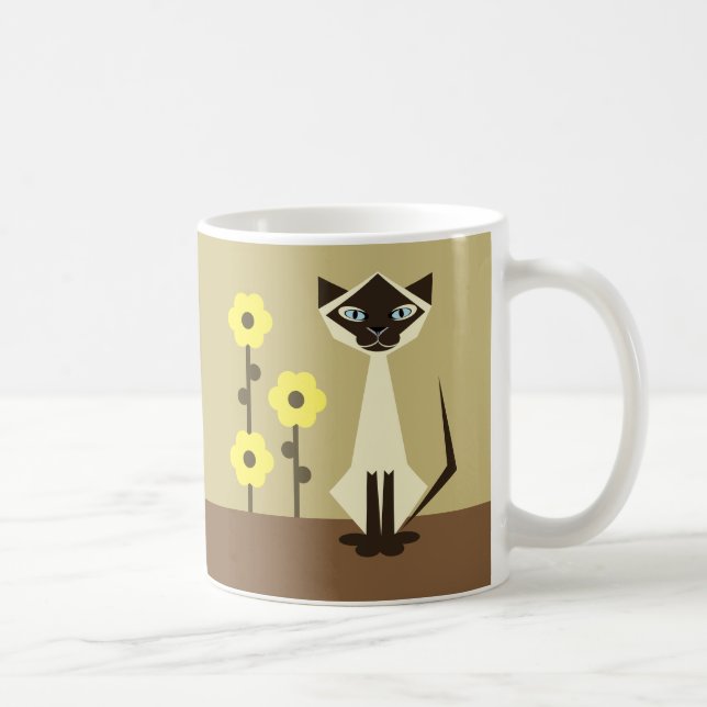 Siamese Cat and Sunflowers Coffee Mug (Right)