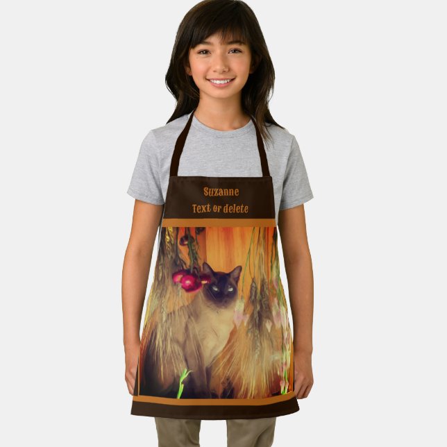 Siamese Cat Animal Art Personalised Apron (Insitu)