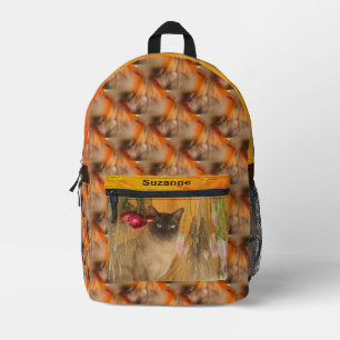 Siamese Cat Animal Pattern Personalised Printed Backpack