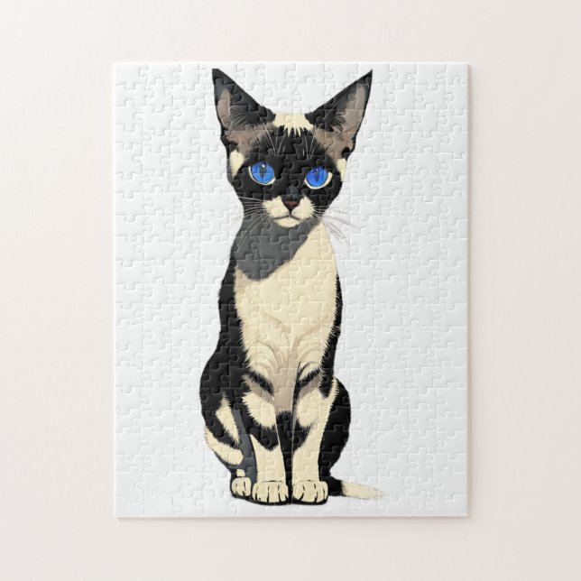 Siamese Cat Art Blue-Eyed Cat Lover Jigsaw Puzzle (Vertical)
