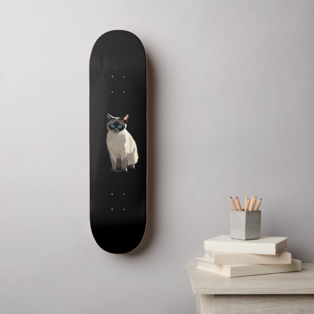 Siamese Cat Art Blue-Eyed Cat Lover  Skateboard (Wall Art)