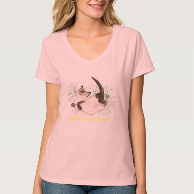 Siamese cat art personalised T-Shirt (Front)