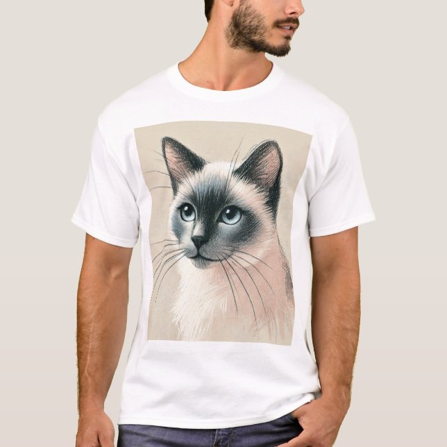 Siamese Cat Art T-Shirt – Cute Pet Lover Gift (Front)