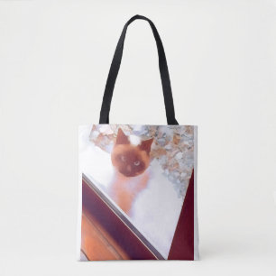 Siamese cat art tote bag