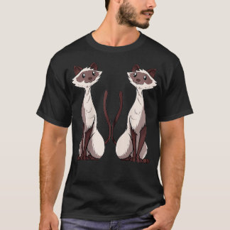Siamese Cat Artwork Two Siamese Cat Love Zip  T-Shirt