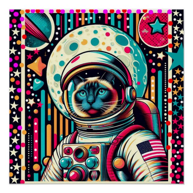 SIAMESE CAT-ASTRONAUT 5 POSTER (Front)