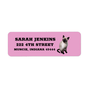 SIAMESE CAT Big Pink Return Address Labels