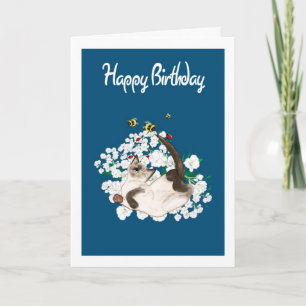 Siamese Cat Birthday Card - Add own greeting