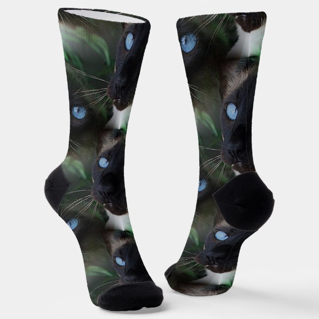 Siamese Cat Blue Eyes Socks (Angled)