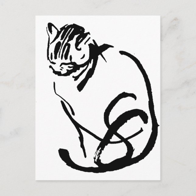Siamese Cat Brush Drawing Design Postcard (Front)