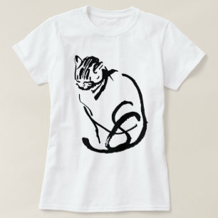 Siamese Cat Brush Drawing Design T-Shirt