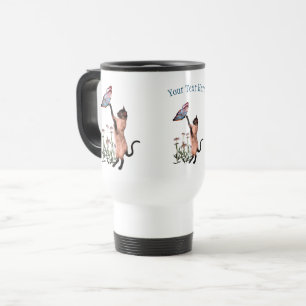 Siamese Cat Butterfly Daisy Personalised  Travel Mug