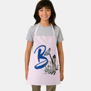 Siamese Cat Butterfly Monogram Initial B   Apron