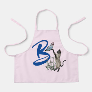 Siamese Cat Butterfly Monogram Initial B   Apron