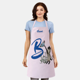 Siamese Cat Butterfly Monogram Initial B Name Apron