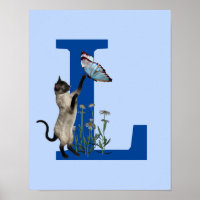 Siamese Cat Butterfly Monogram Initial L