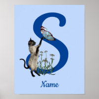 Siamese Cat Butterfly Monogram Initial S Your Name