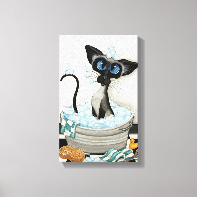 Siamese Cat by BihrLe Bath Canvas Art Print (Front)