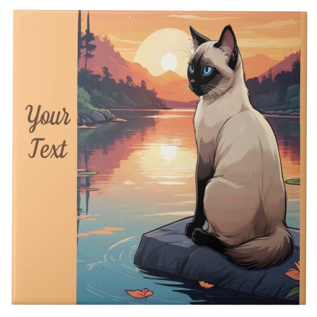 Siamese Cat by Lake Tile (Front)