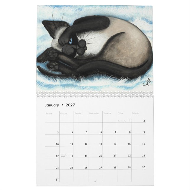 Siamese Cat Calendar by BihRle (Jan 2027)